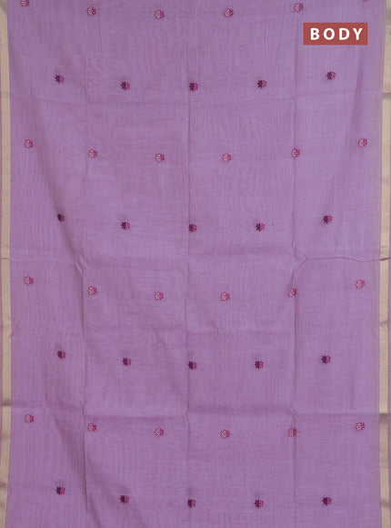 Jamdhani cotton saree lavender and purple with allover thread woven buttas and jamdhani pallu