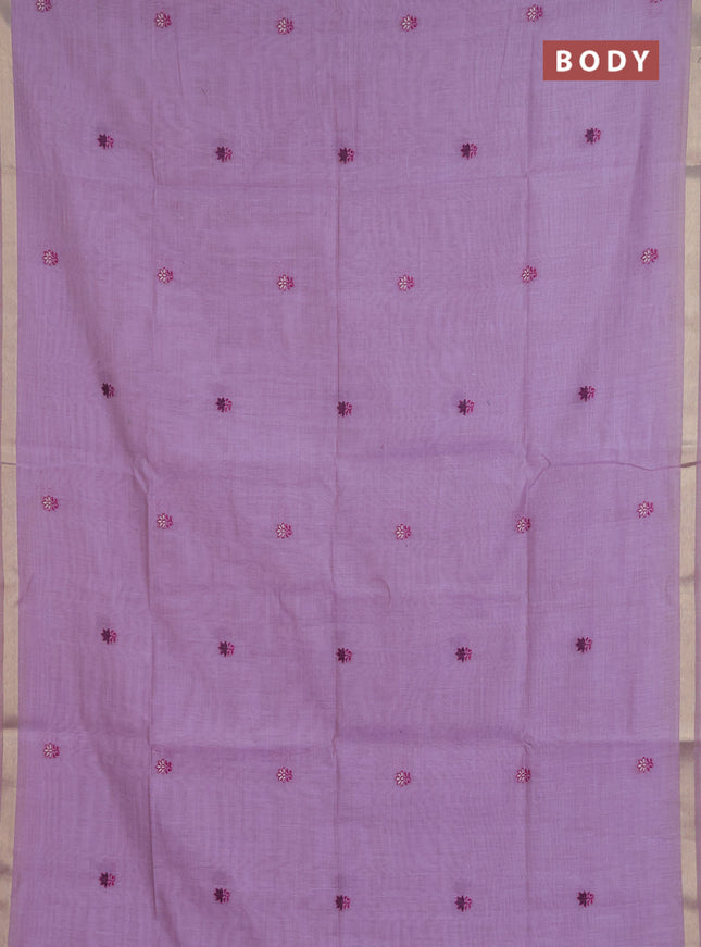 Jamdhani cotton saree lavender and purple with allover thread woven buttas and jamdhani pallu