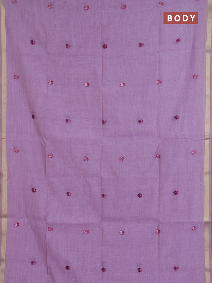Jamdhani cotton saree lavender and purple with allover thread woven buttas and jamdhani pallu
