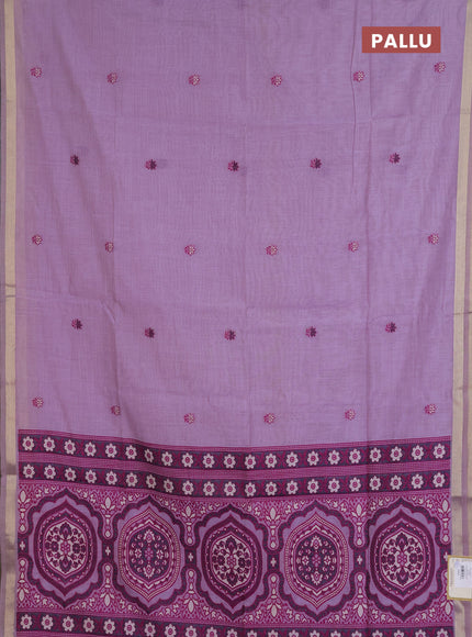 Jamdhani cotton saree lavender and purple with allover thread woven buttas and jamdhani pallu