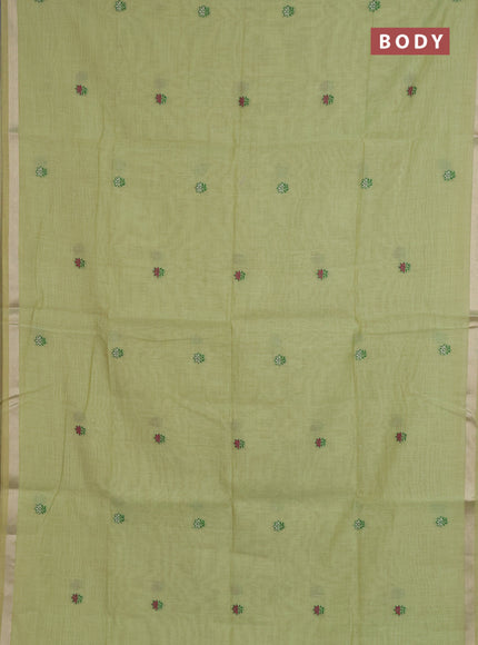 Jamdhani cotton saree pista green and green with allover thread woven buttas and jamdhani pallu
