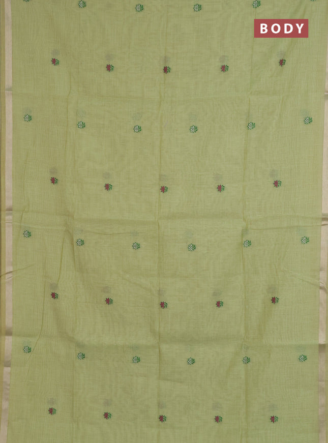 Jamdhani cotton saree pista green and green with allover thread woven buttas and jamdhani pallu