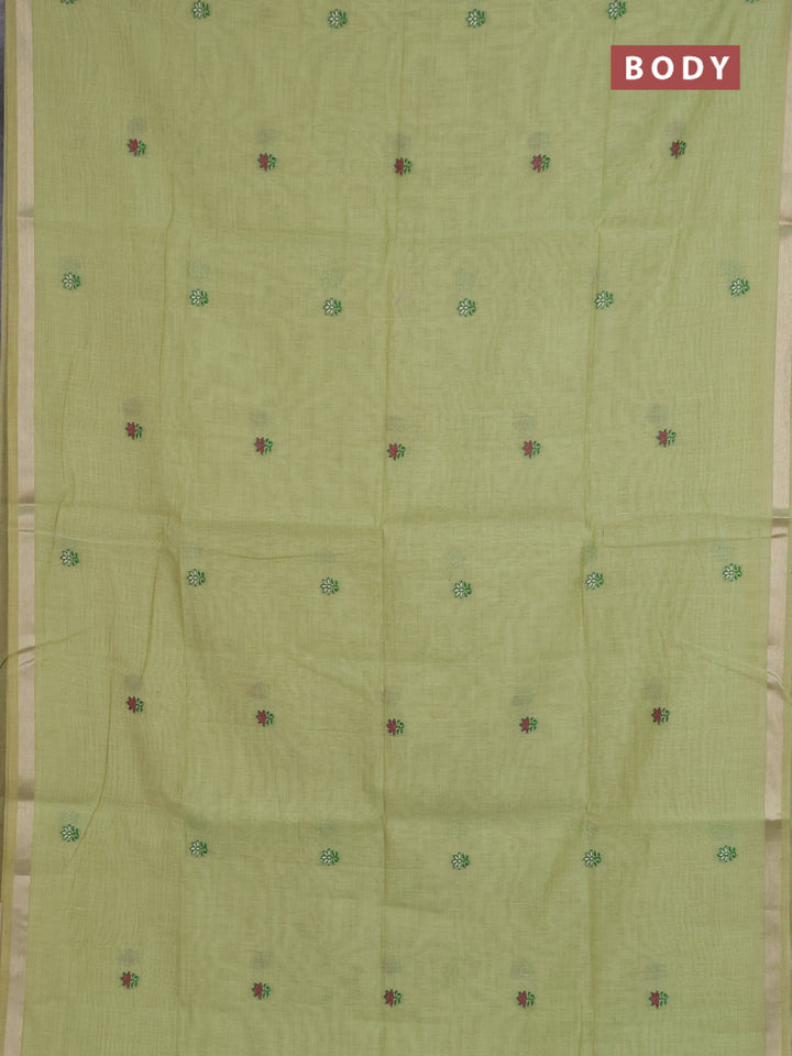 Jamdhani cotton saree pista green and green with allover thread woven buttas and jamdhani pallu