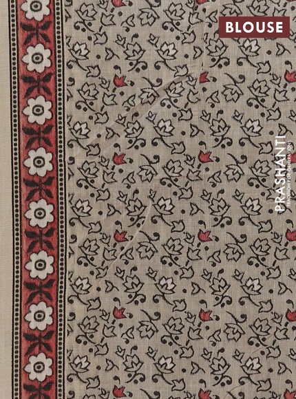 Jamdhani cotton saree beige and maroon with allover thread woven buttas and jamdhani pallu