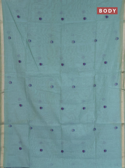 Jamdhani cotton saree blue shade and navy blue with allover thread woven buttas and jamdhani pallu