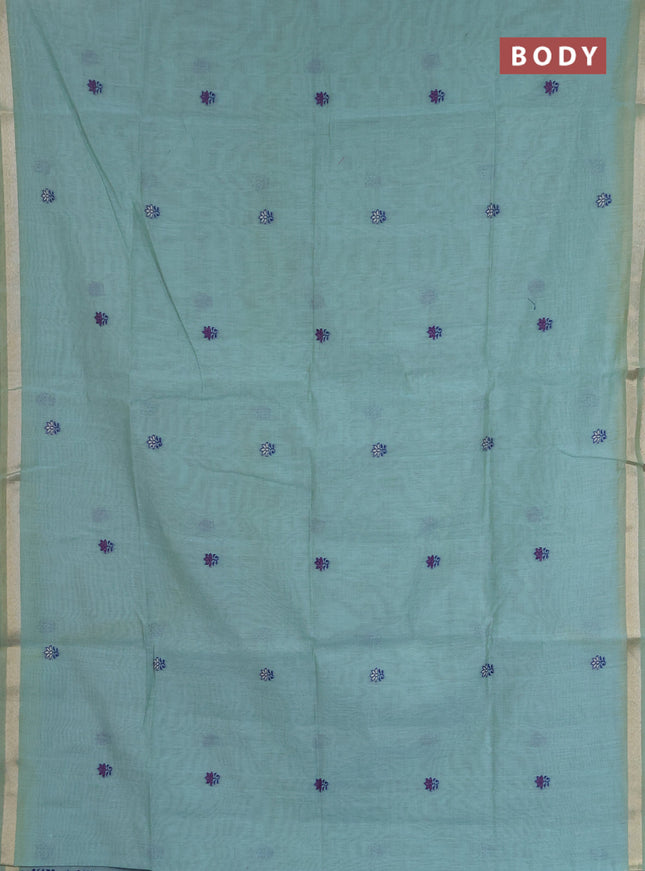 Jamdhani cotton saree blue shade and navy blue with allover thread woven buttas and jamdhani pallu