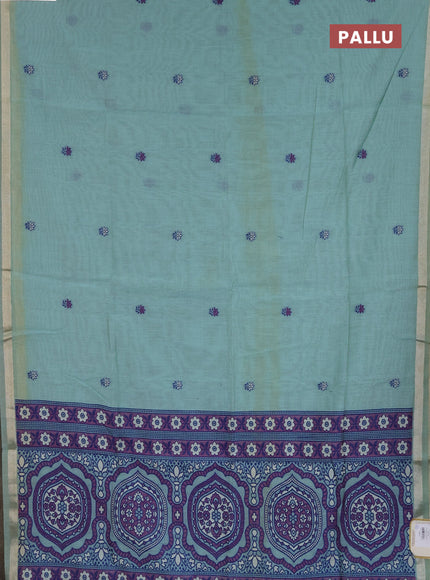 Jamdhani cotton saree blue shade and navy blue with allover thread woven buttas and jamdhani pallu