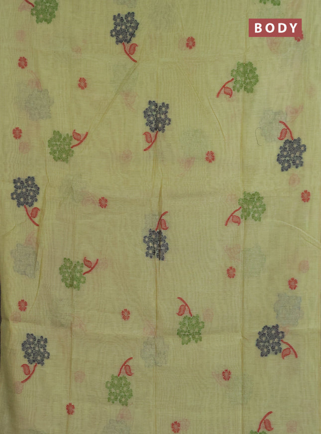Jamdhani cotton saree pista green and navy blue with allover thread & zari woven buttas and jamdhani pallu