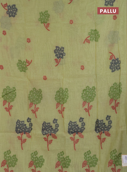 Jamdhani cotton saree pista green and navy blue with allover thread & zari woven buttas and jamdhani pallu
