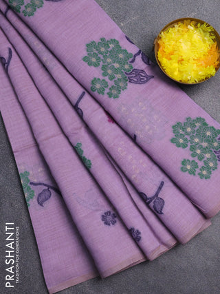 Jamdhani cotton saree lavender and purple with allover thread & zari woven buttas and jamdhani pallu