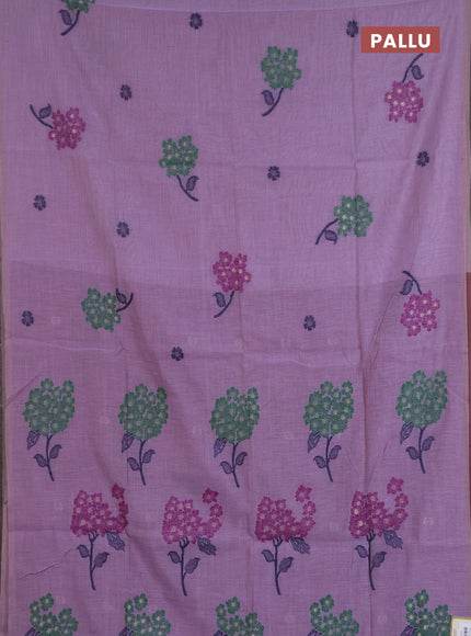 Jamdhani cotton saree lavender and purple with allover thread & zari woven buttas and jamdhani pallu