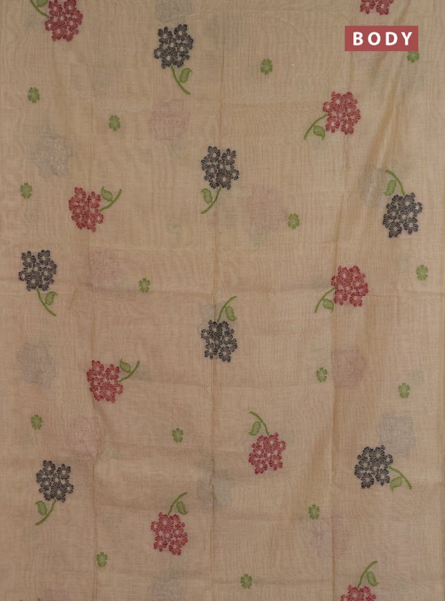 Jamdhani cotton saree beige and navy blue with allover thread & zari woven buttas and jamdhani pallu