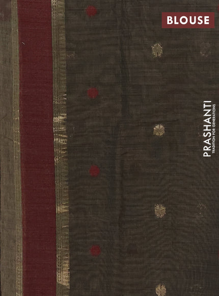 Jamdhani cotton saree beige and navy blue with allover thread & zari woven buttas and jamdhani pallu