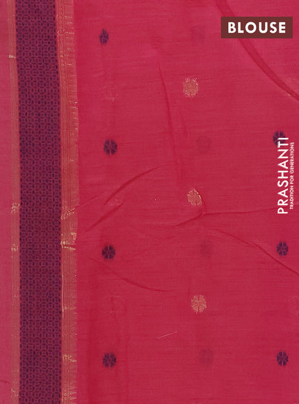 Jamdhani cotton saree dark peach and pink with allover thread & zari woven buttas and jamdhani pallu