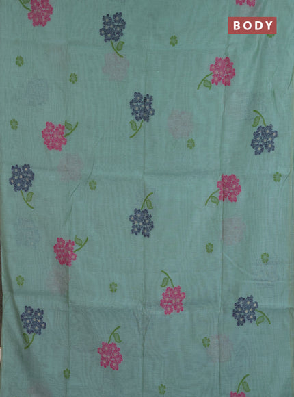 Jamdhani cotton saree green shade and navy blue with allover thread & zari woven buttas and jamdhani pallu