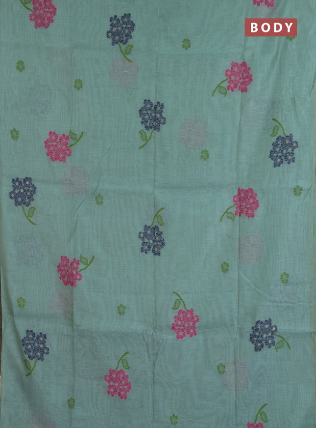 Jamdhani cotton saree green shade and navy blue with allover thread & zari woven buttas and jamdhani pallu