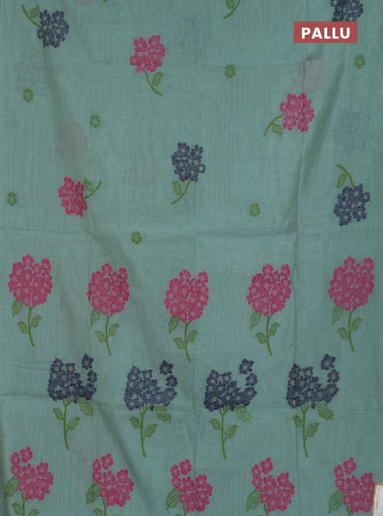 Jamdhani cotton saree green shade and navy blue with allover thread & zari woven buttas and jamdhani pallu