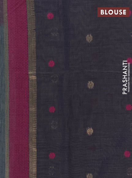 Jamdhani cotton saree green shade and navy blue with allover thread & zari woven buttas and jamdhani pallu