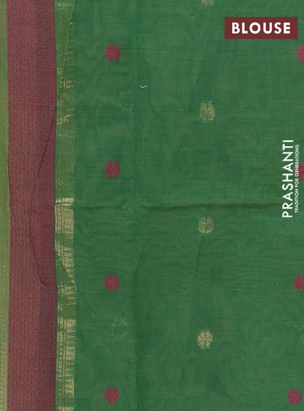 Jamdhani cotton saree pale yellow and green with allover thread & zari woven buttas and jamdhani pallu
