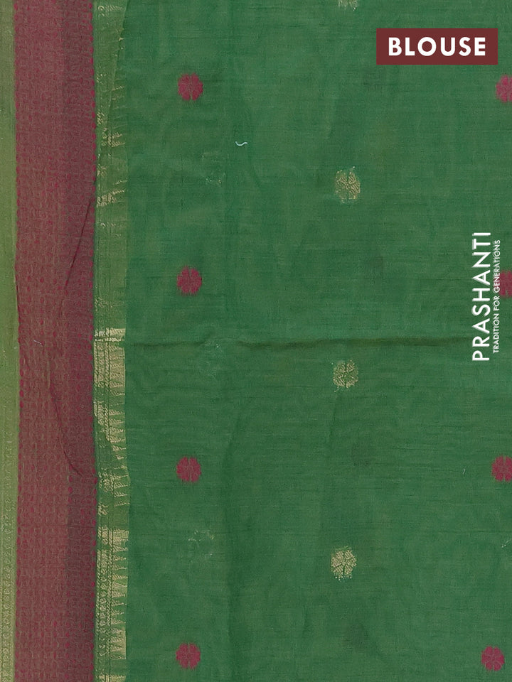 Jamdhani cotton saree pale yellow and green with allover thread & zari woven buttas and jamdhani pallu