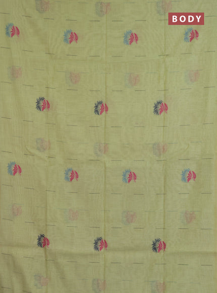 Jamdhani cotton saree pista green and navy blue with allover thread & zari woven buttas and jamdhani pallu