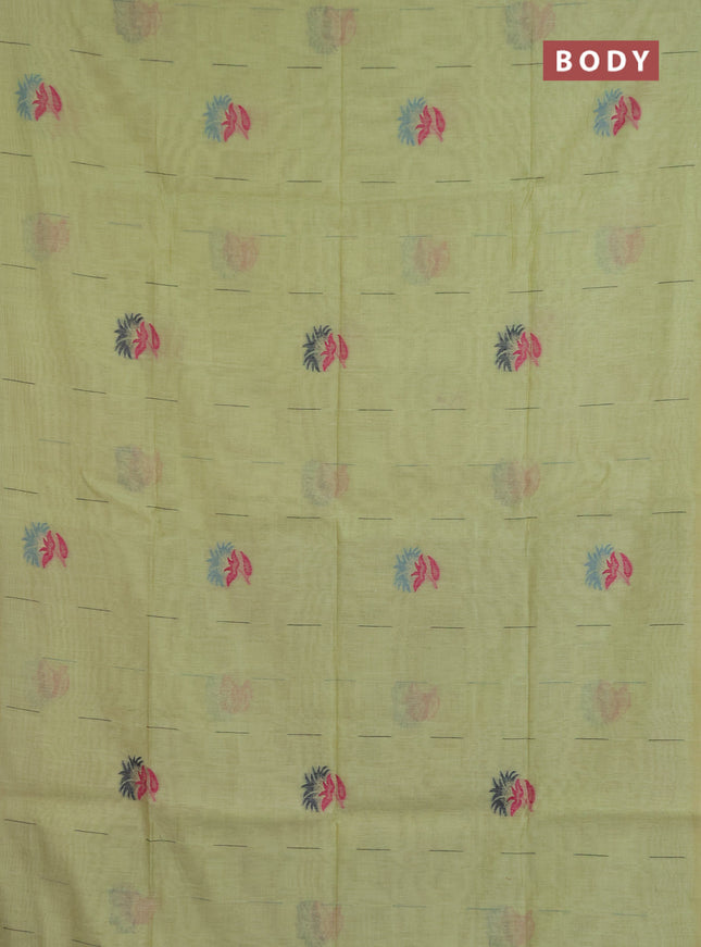 Jamdhani cotton saree pista green and navy blue with allover thread & zari woven buttas and jamdhani pallu
