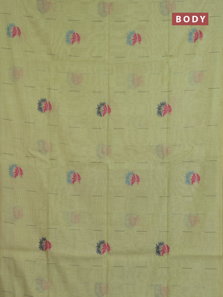 Jamdhani cotton saree pista green and navy blue with allover thread & zari woven buttas and jamdhani pallu