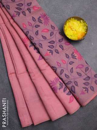 Jamdhani cotton saree preach shade and pink with allover thread & zari woven buttas and jamdhani pallu