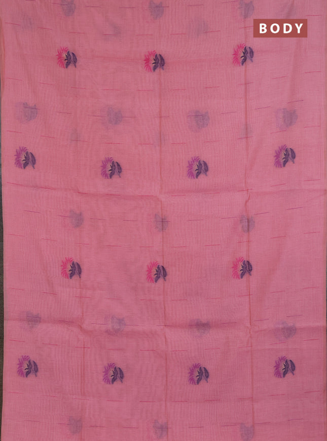 Jamdhani cotton saree preach shade and pink with allover thread & zari woven buttas and jamdhani pallu