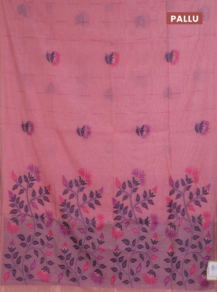 Jamdhani cotton saree preach shade and pink with allover thread & zari woven buttas and jamdhani pallu