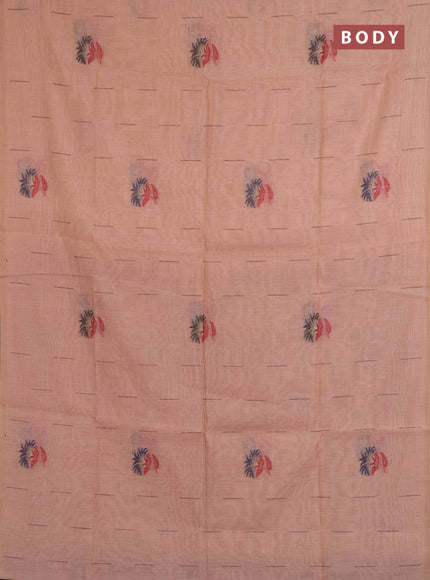 Jamdhani cotton saree peach shade and grey with allover thread & zari woven buttas and jamdhani pallu