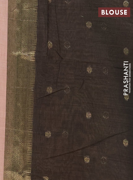 Jamdhani cotton saree peach shade and grey with allover thread & zari woven buttas and jamdhani pallu