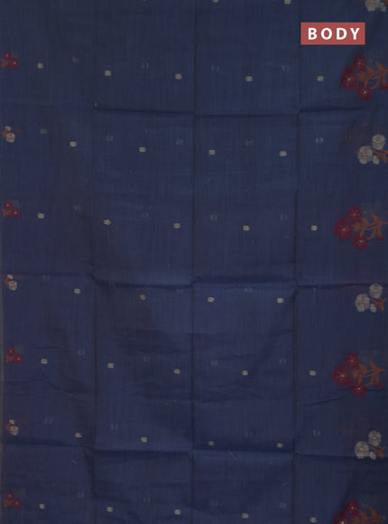 Jamdhani cotton saree dark grey and red with allover zari woven buttas and jamdhani pallu