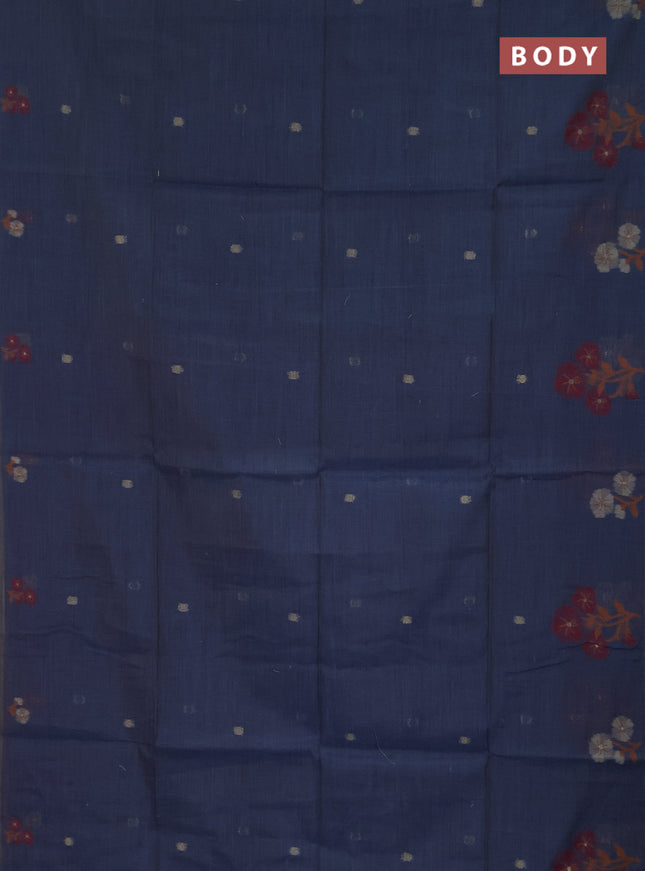 Jamdhani cotton saree dark grey and red with allover zari woven buttas and jamdhani pallu