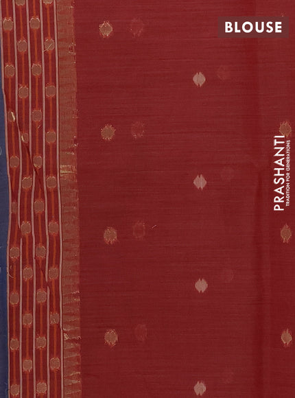 Jamdhani cotton saree dark grey and red with allover zari woven buttas and jamdhani pallu
