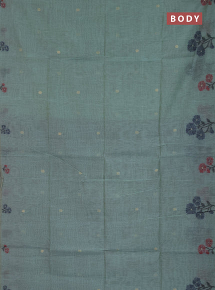 Jamdhani cotton saree green shade and navy blue with allover zari woven buttas and jamdhani pallu