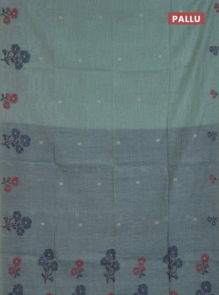Jamdhani cotton saree green shade and navy blue with allover zari woven buttas and jamdhani pallu