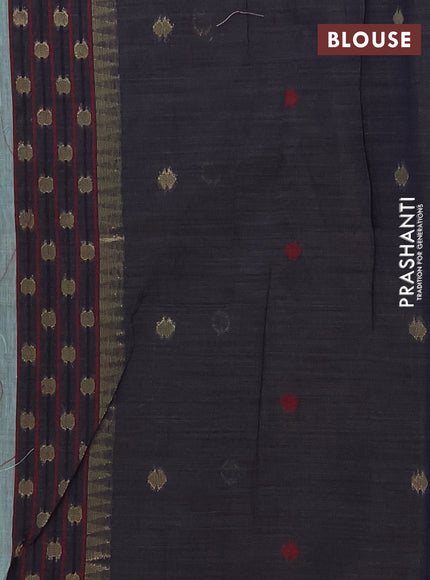 Jamdhani cotton saree green shade and navy blue with allover zari woven buttas and jamdhani pallu