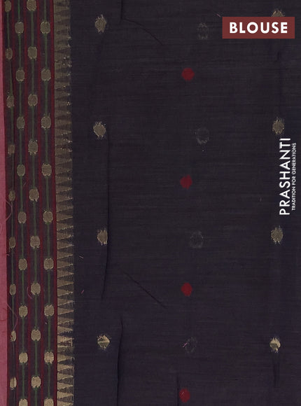 Jamdhani cotton saree pastel maroon and navy blue with allover zari woven buttas and jamdhani pallu
