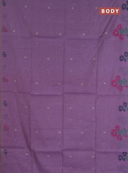 Jamdhani cotton saree lavender and pink with allover zari woven buttas and jamdhani pallu