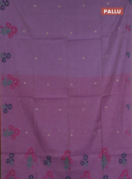 Jamdhani cotton saree lavender and pink with allover zari woven buttas and jamdhani pallu