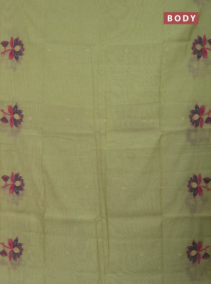 Jamdhani cotton saree pista green and navy blue with allover thread & zari woven buttas and jamdhani pallu