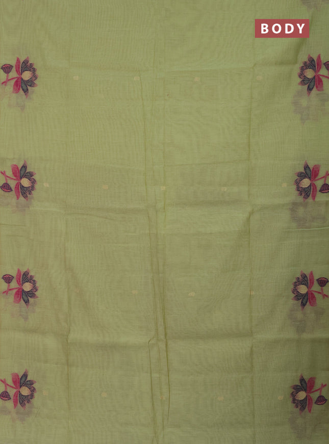 Jamdhani cotton saree pista green and navy blue with allover thread & zari woven buttas and jamdhani pallu