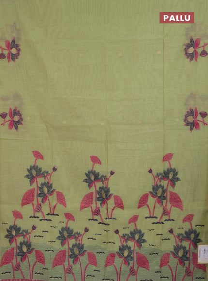 Jamdhani cotton saree pista green and navy blue with allover thread & zari woven buttas and jamdhani pallu