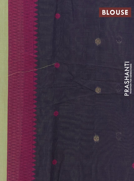 Jamdhani cotton saree pista green and navy blue with allover thread & zari woven buttas and jamdhani pallu