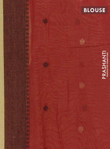 Jamdhani cotton saree pale yellow and maroon with allover thread & zari woven buttas and jamdhani pallu