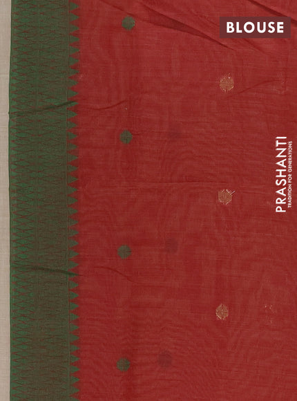 Jamdhani cotton saree beige and red with allover thread & zari woven buttas and jamdhani pallu