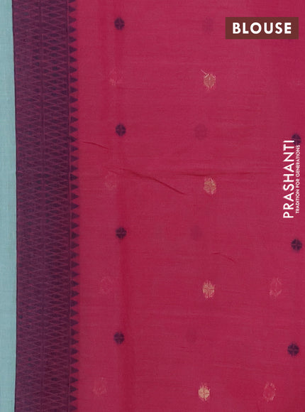 Jamdhani cotton saree teal blue and pink with allover thread & zari woven buttas and jamdhani pallu