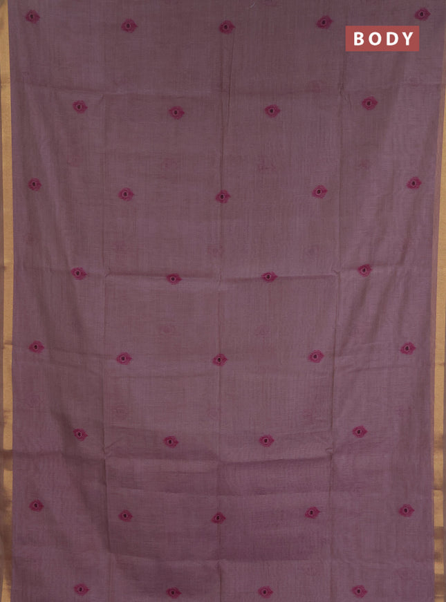 Jamdhani cotton saree pastel purple and purple with thread woven buttas and jamdhani pallu