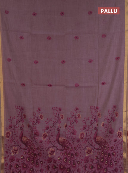 Jamdhani cotton saree pastel purple and purple with thread woven buttas and jamdhani pallu